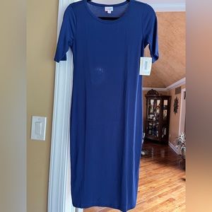 NWT solid blue Lularoe Julia dress size XS